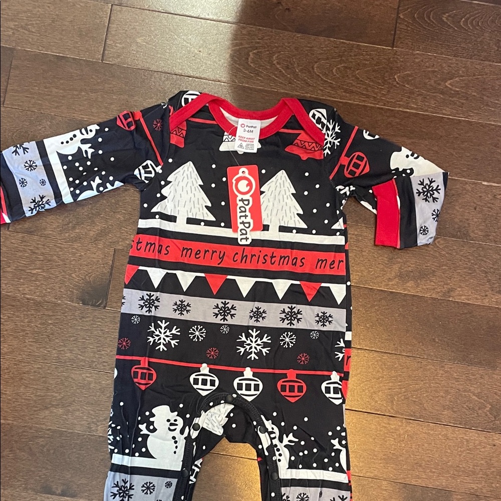 Black and Red Christmas One Piece 3/6 months